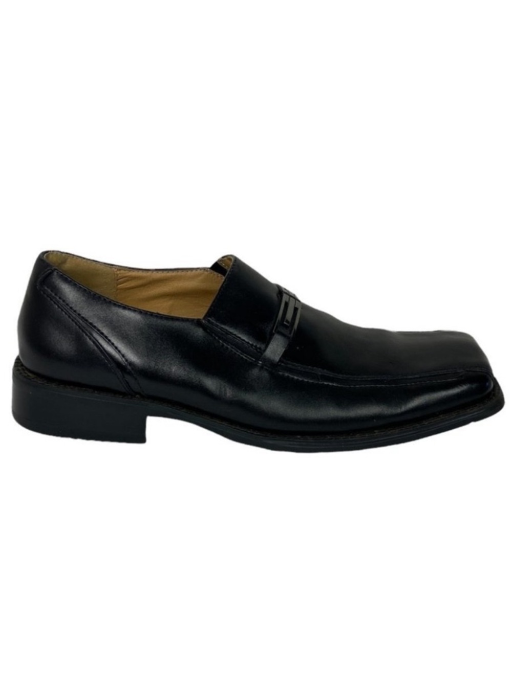 Zengara Leather Square‎ Toe Loafers Size 9 Slip On Silver Hardware Dress Shoes